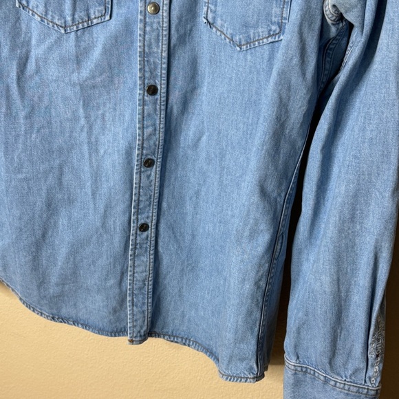 Diesel Shirt Men's Medium Blue Denim Snap Button Long Sleeve Western - Picture 3 of 11